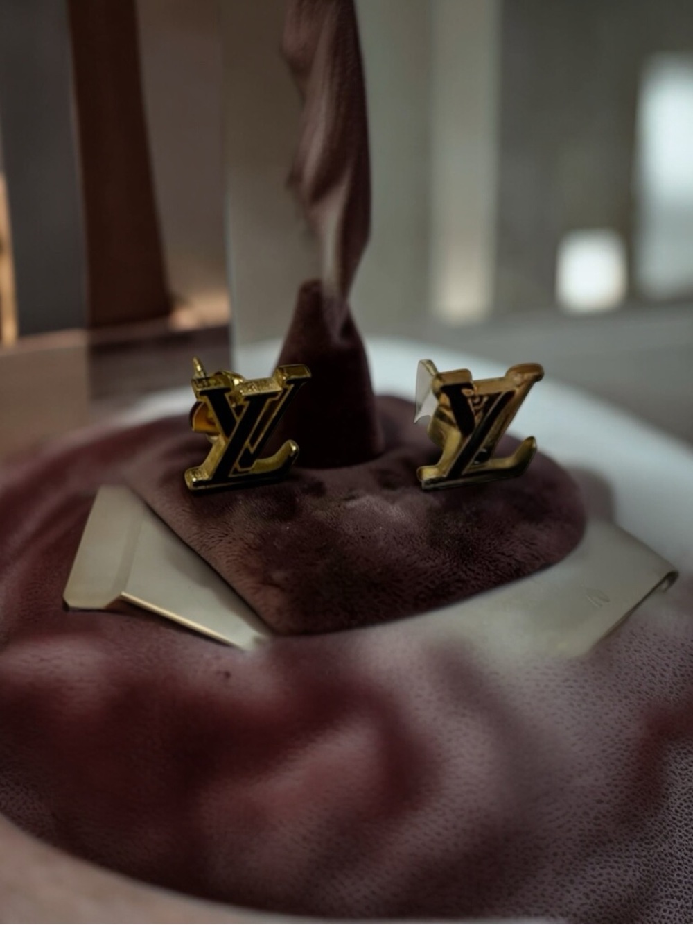 Louis Vuitton Gold & Black Authentic Earrings
